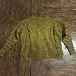 Mansted 100% Yak Wool Sweater M Earthy Moss Rib Knit Scandinavian Minimalist